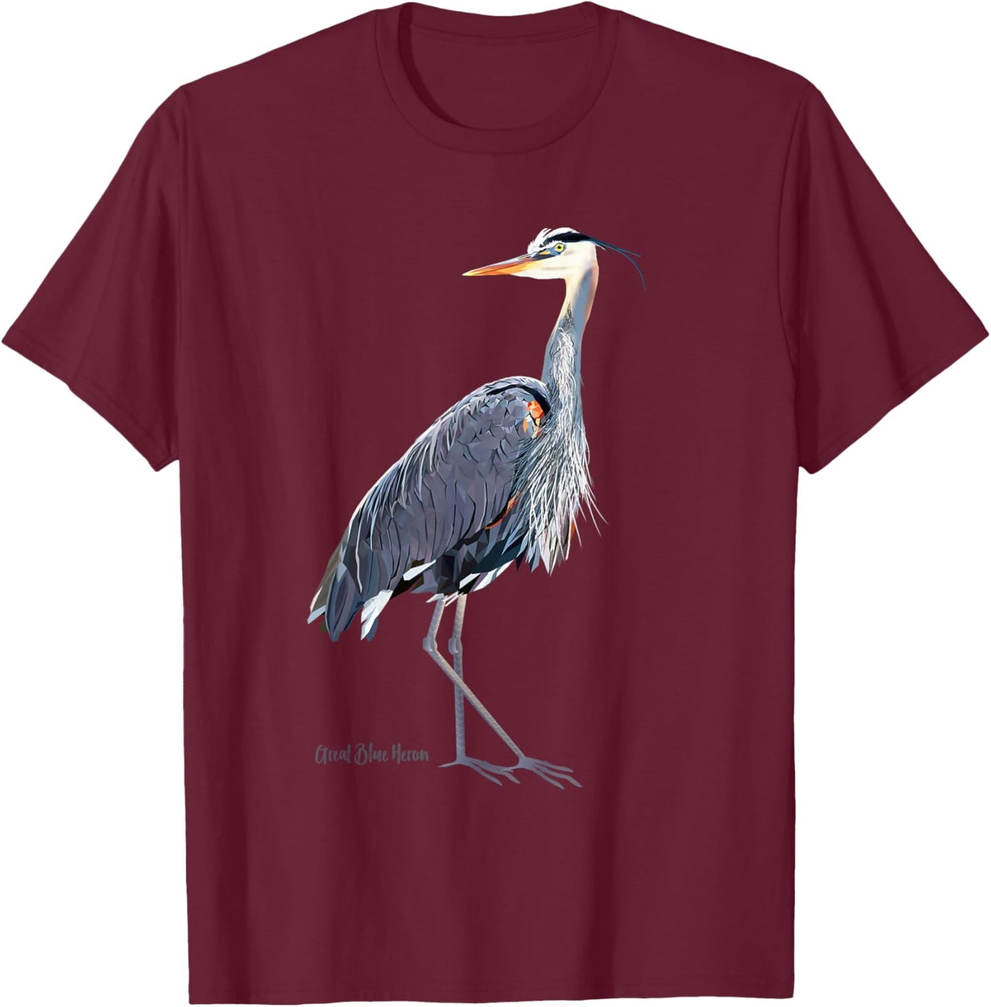 Heron Art Birder Shirt Wildlife Bird Watching T-Shirt - T-Shirt | Maroon