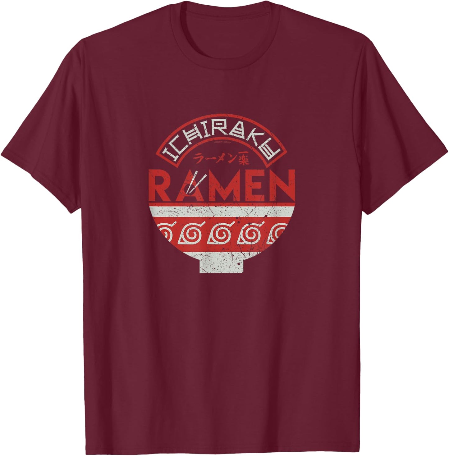 Naruto Shippuden Ichiraku Ramen Bowl Logo Anime T-Shirt - T-Shirt | Maroon