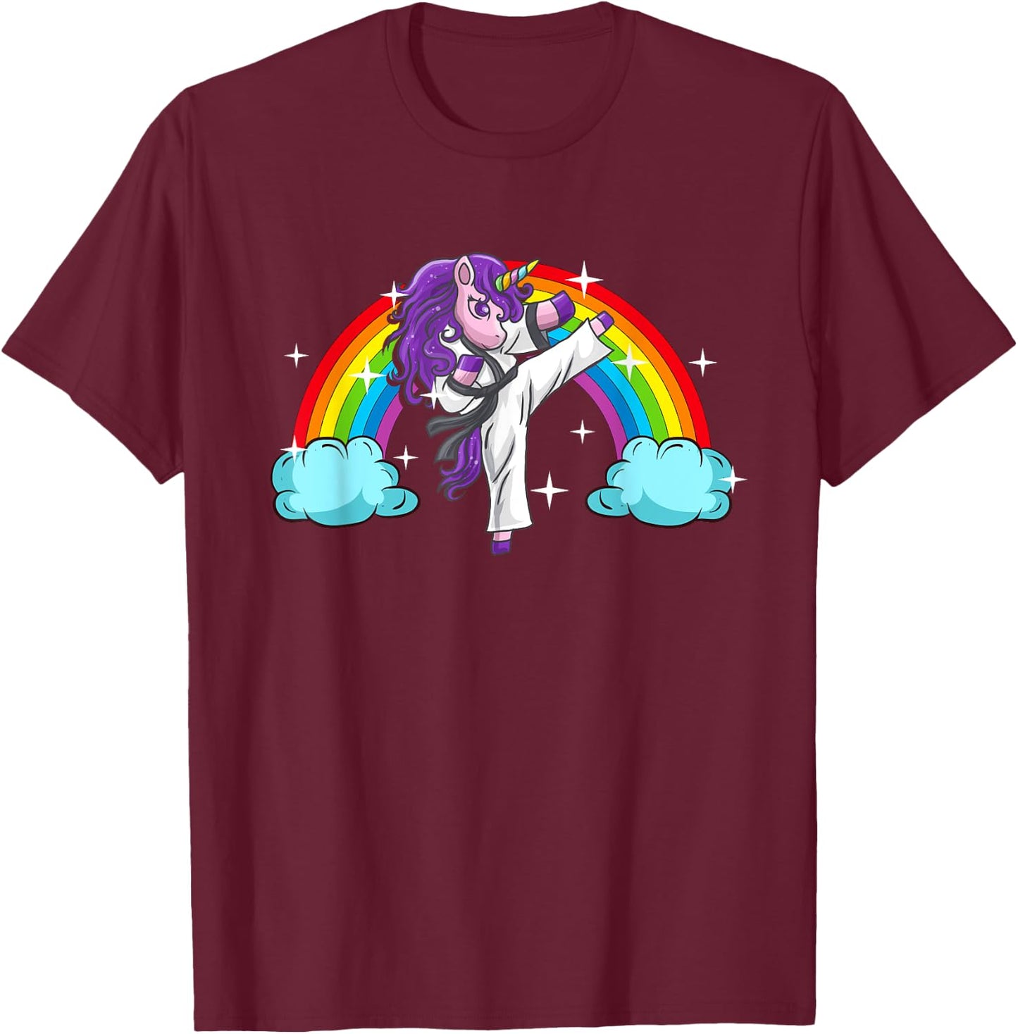 Unicorn Kung Fu Karate Marital Arts Jiu Jutsu Magical Girls T-Shirt - T-Shirt | Maroon