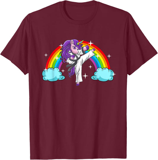 Unicorn Kung Fu Karate Marital Arts Jiu Jutsu Magical Girls T-Shirt - T-Shirt | Maroon