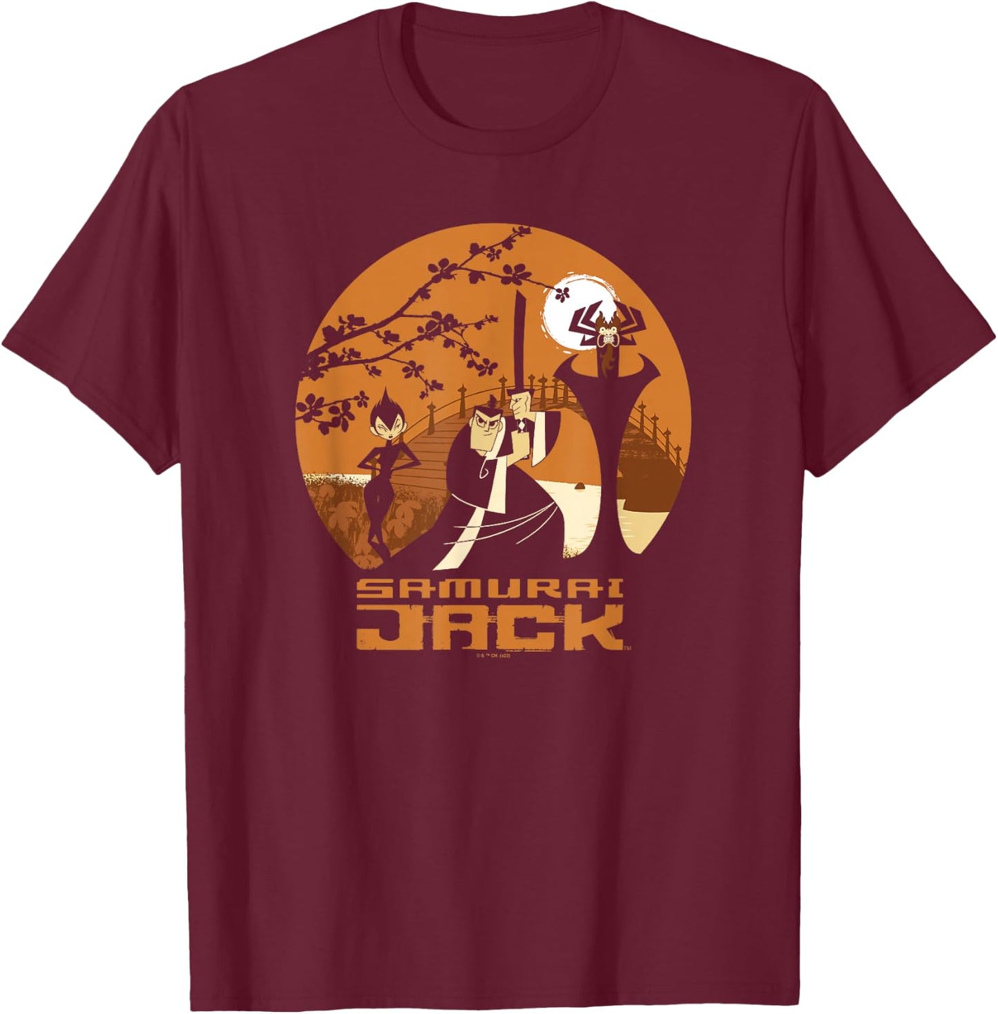 Samurai Jack Halloween Group Shot Character Poster T-Shirt - T-Shirt | Maroon