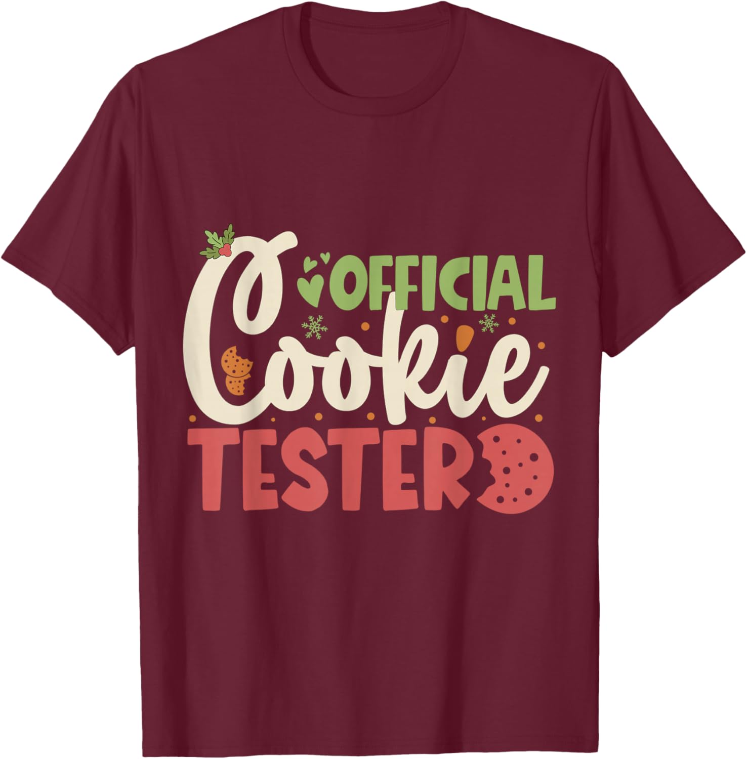 Official Cookie Tester Funny Family Christmas Pajamas T-Shirt - T-Shirt | Maroon