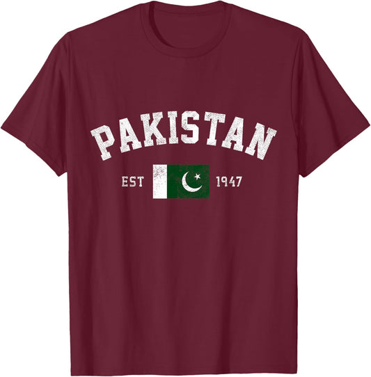 Pakistan Est. 1947 Pakistani Flag Independence Day T-Shirt - T-Shirt | Maroon