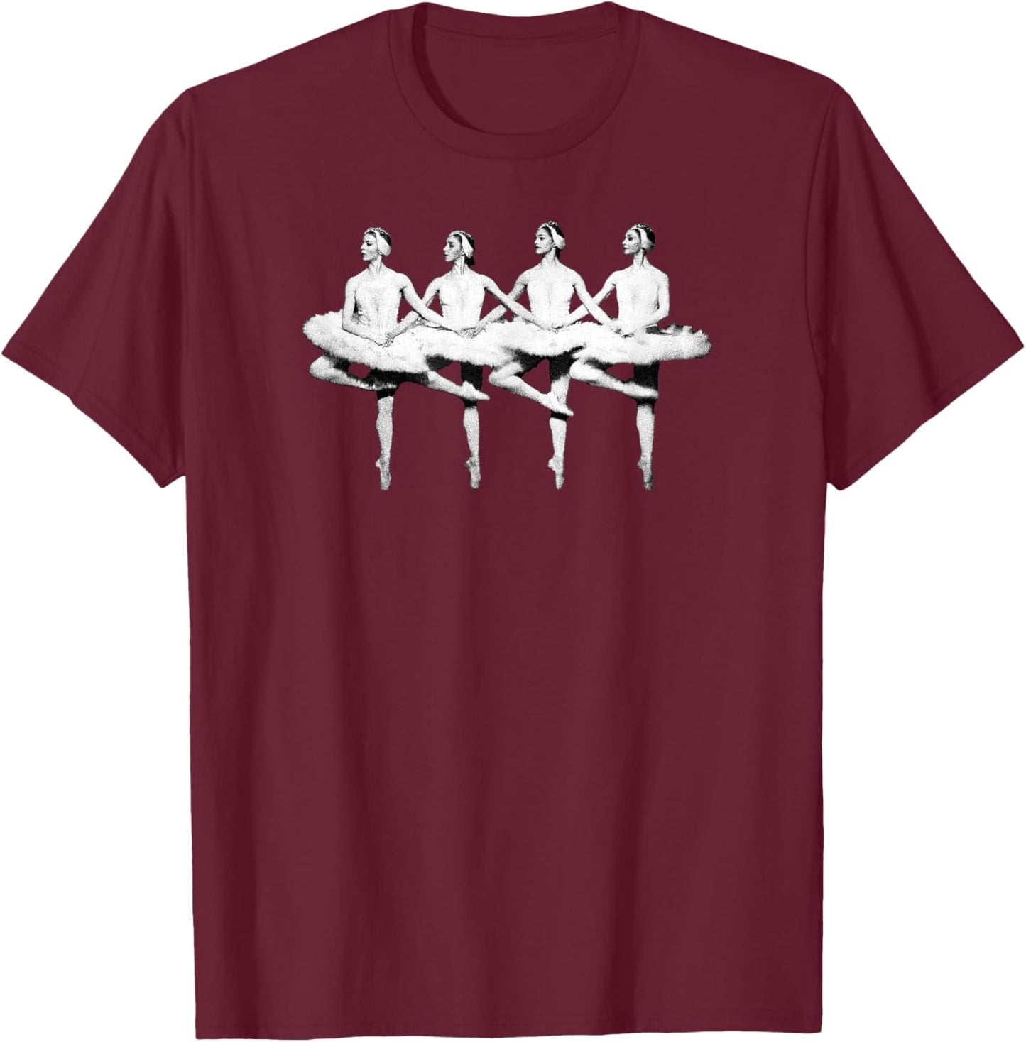 Schwanensee-Balletttänzer-Schwarz-Weiß-Kunstaufführung T-Shirt - T-Shirt | Maroon