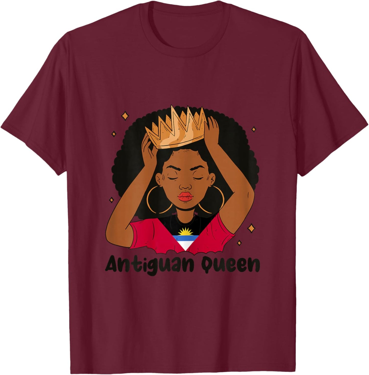 Antigua Barbuda Heritage Gift Women's Grey X-Small Classic Fit Graphic Solid Modern T-Shirt - T-Shirt | Maroon