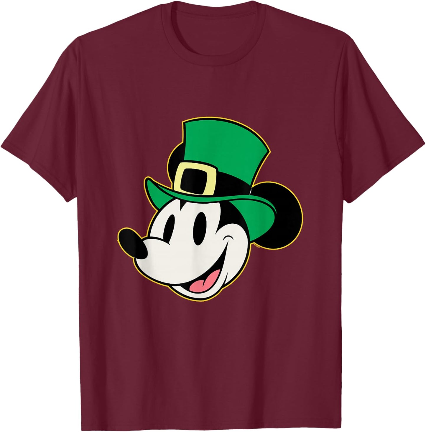 Disney Mickey Mouse St. Patrick's Day Retro Vintage Big Face T-Shirt - T-Shirt | Maroon