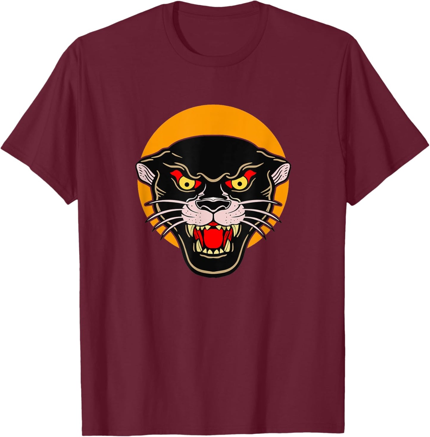 Vintage Traditional Tattoo Panther T-Shirt - T-Shirt | Maroon