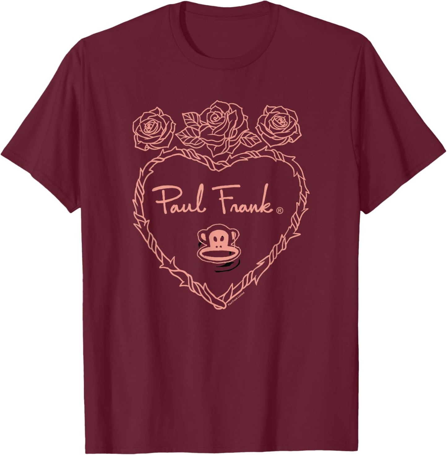 Paul Frank Valentine's Day Julius Heart T-Shirt - T-Shirt | Maroon