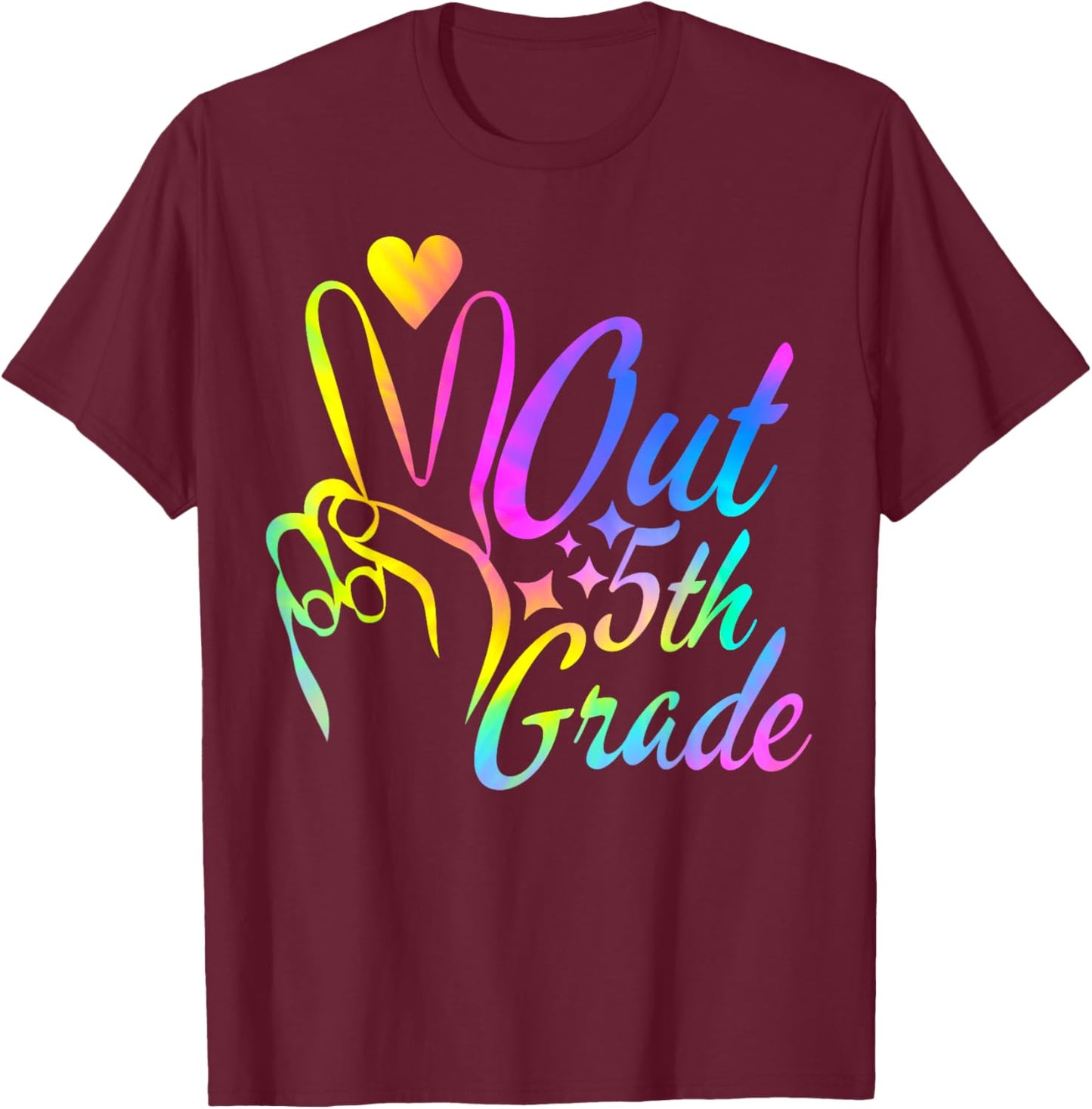 Peace Out 5th Grade Tie Dye Graduation Last Day of School T-Shirt - T-Shirt | Maroon