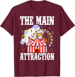 Kids The Attraction Circus Carnival Children Birthday Party T-Shirt - T-Shirt | Maroon