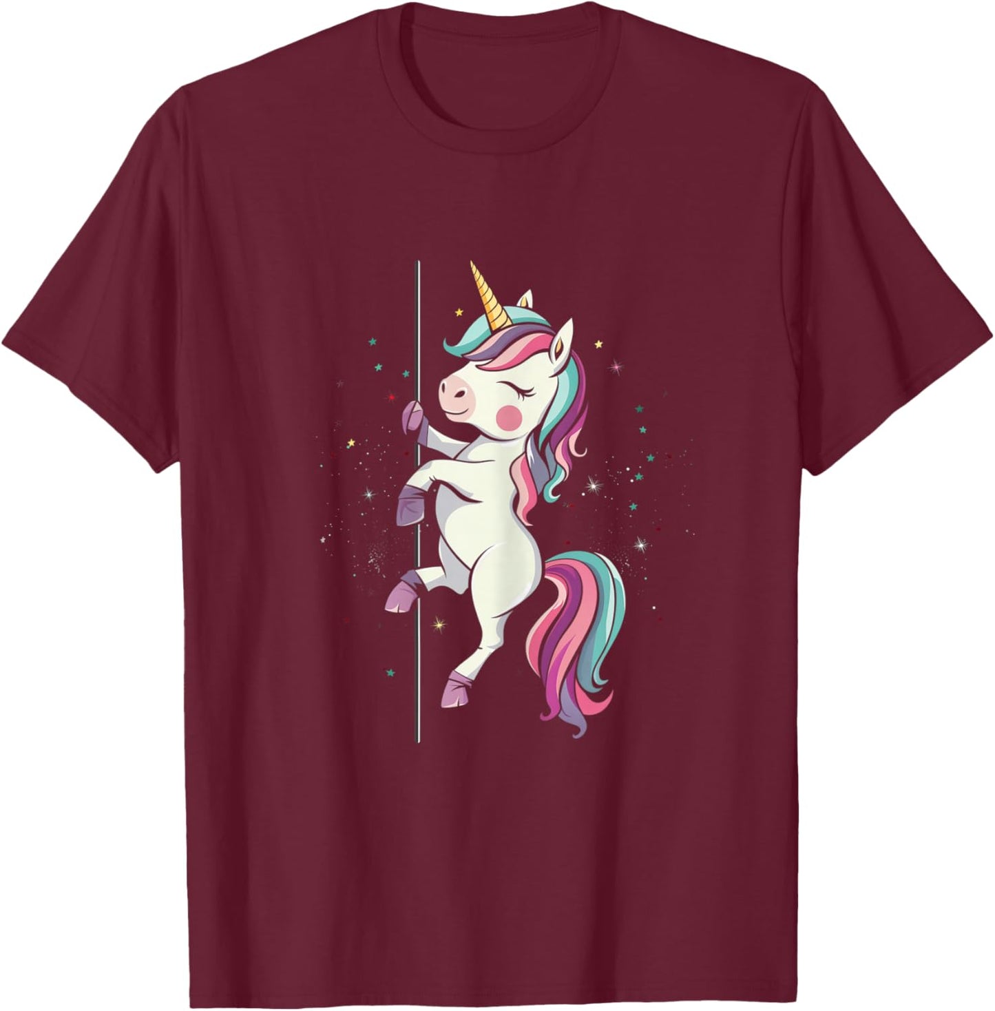 Pole Dance Dancing Unicorn Exotic Dancer Funny Cute T-Shirt - T-Shirt | Maroon