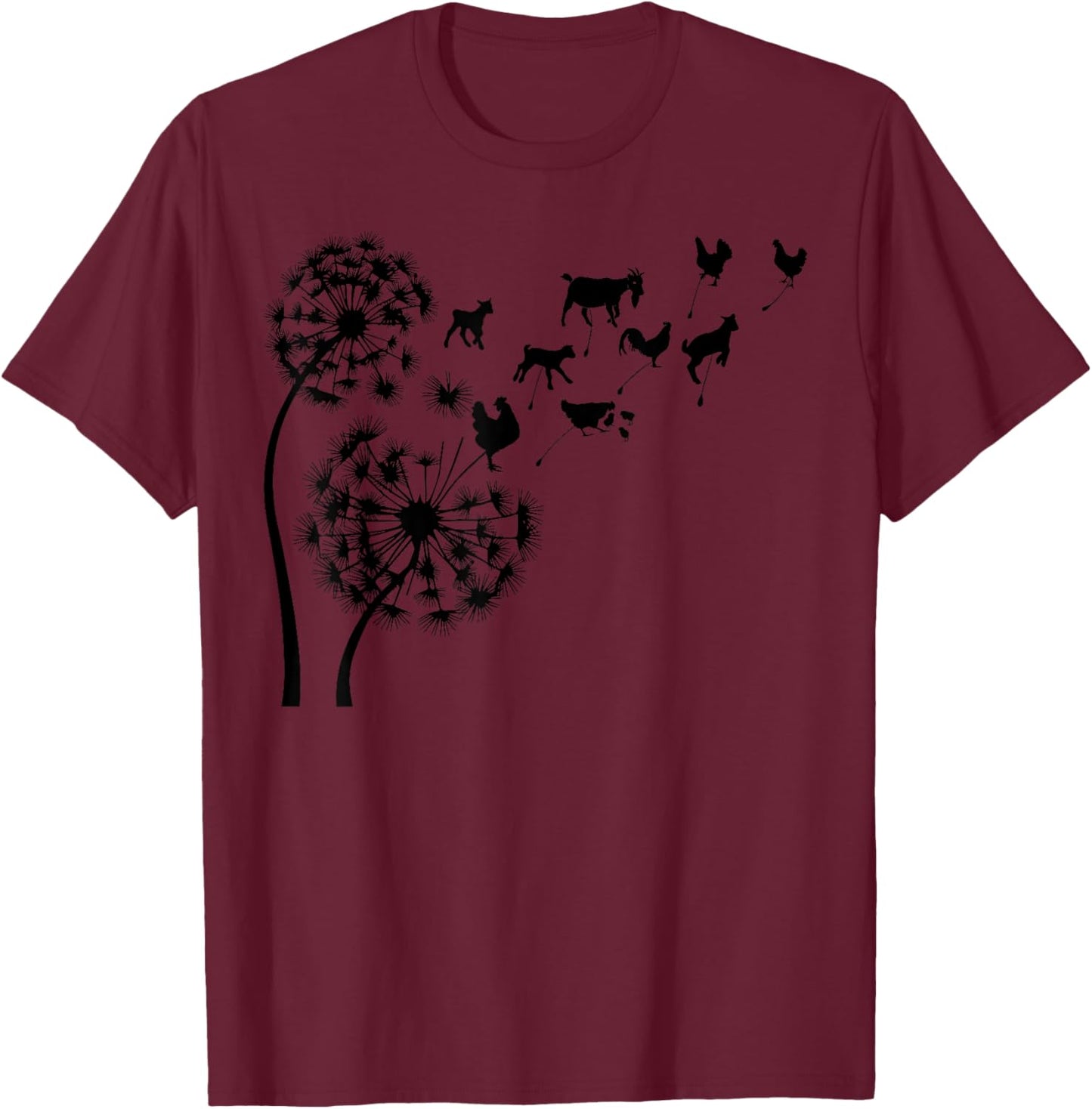 Dandelion goat and chicken T-Shirt - T-Shirt | Maroon