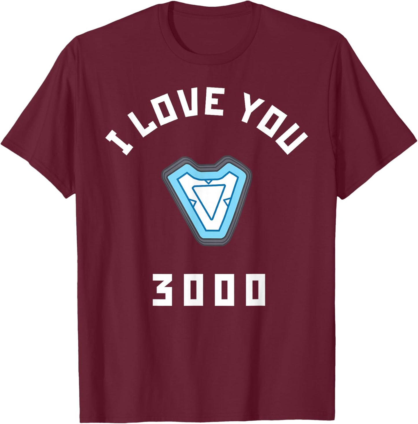 Marvel Avengers Endgame Iron Man I Love You 3000 Arc Reactor T-Shirt - T-Shirt | Maroon