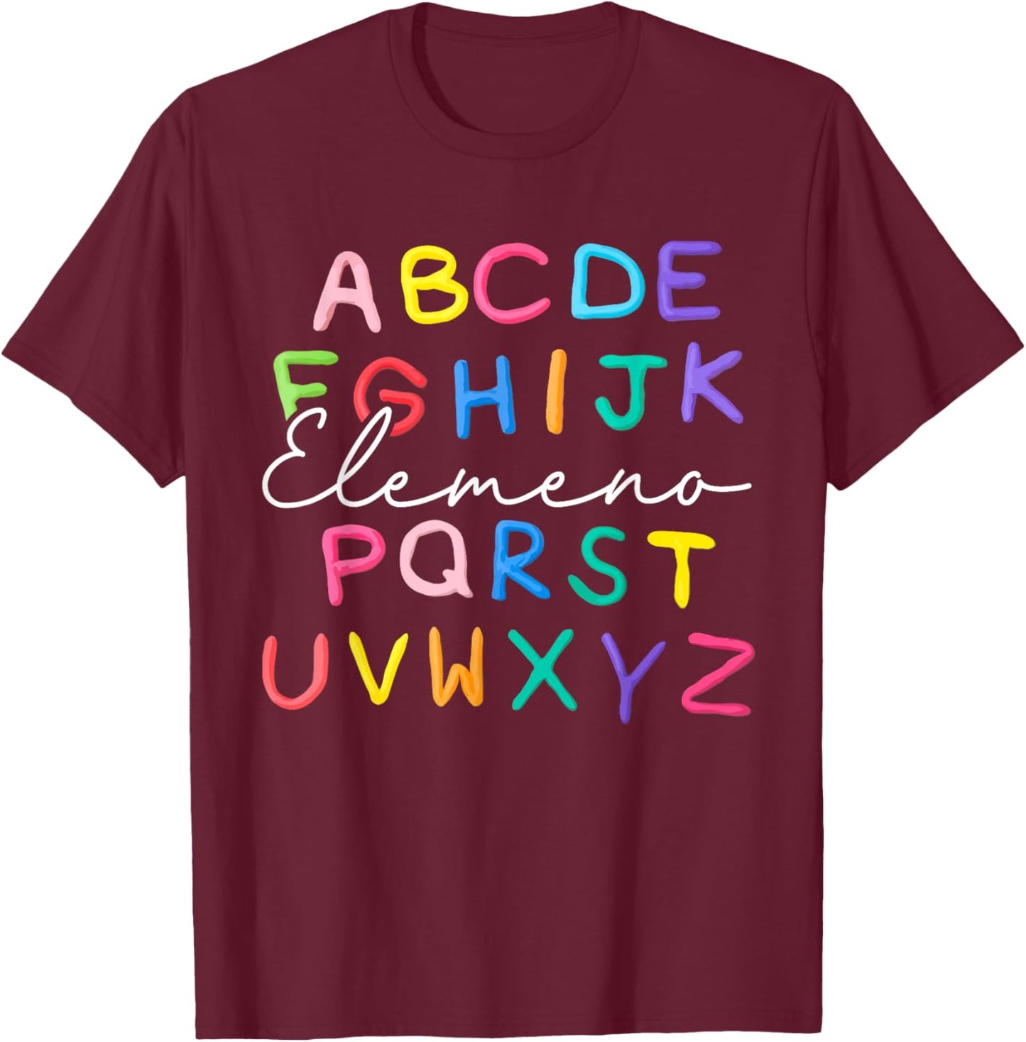 ABC Elemeno Kindergarten Teacher Boy Girl Kid Back To School T-Shirt - T-Shirt | Maroon