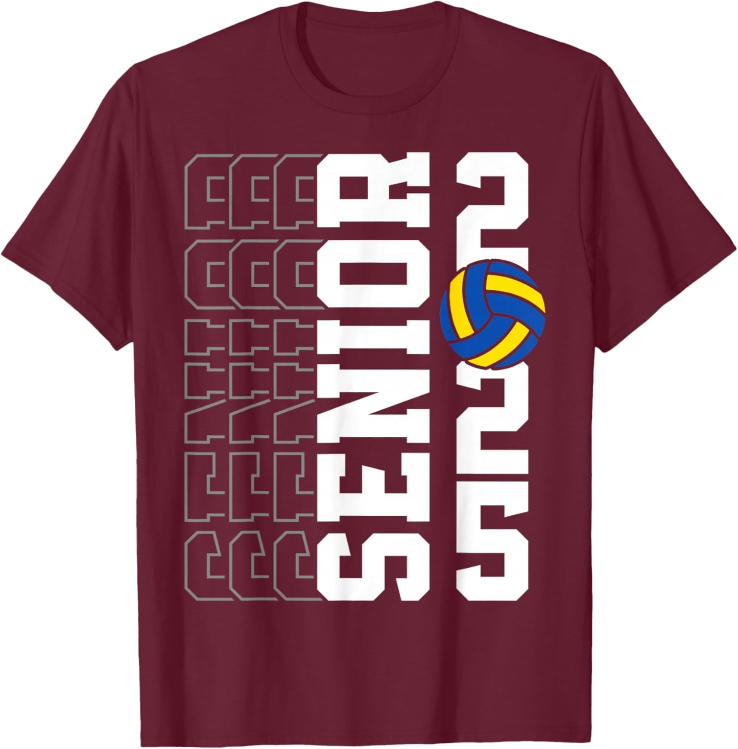 Class of 2025 Graduation Senior Volleyball Player Boys Girls T-Shirt - T-Shirt | Maroon