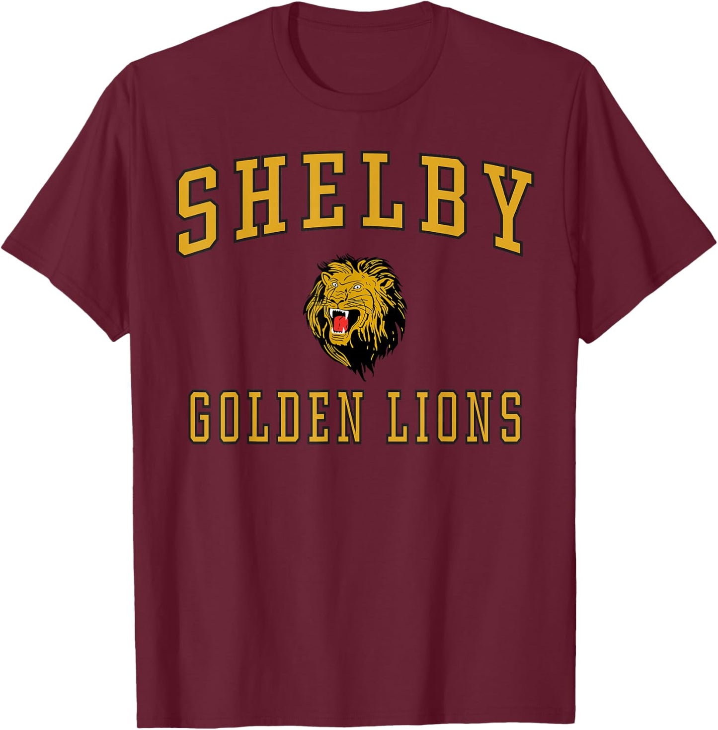 Shelby High School Golden Lions C1 T-Shirt - T-Shirt | Maroon