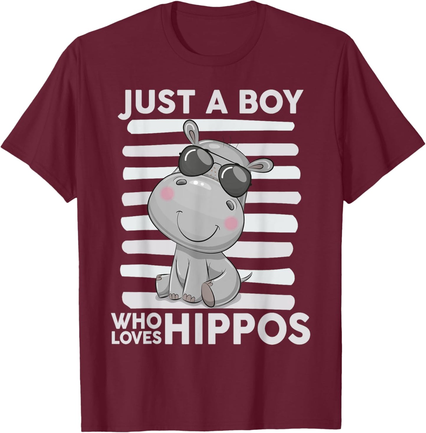 Kids Hippo-Shirt Boys Toddler Just A Boy Who Loves Hippos T-Shirt - T-Shirt | Maroon