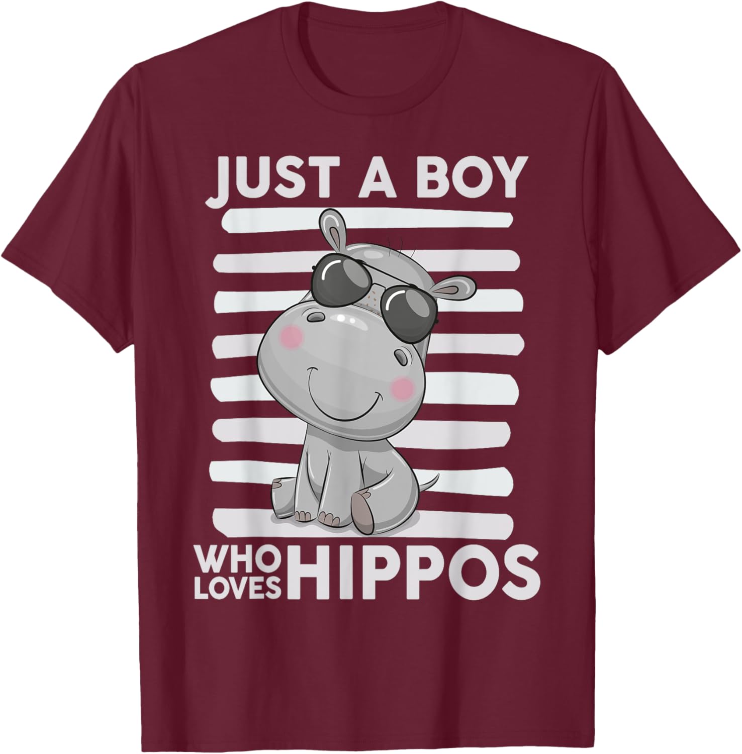 Kids Hippo-Shirt Boys Toddler Just A Boy Who Loves Hippos T-Shirt - T-Shirt | Maroon