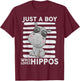 Kids Hippo-Shirt Boys Toddler Just A Boy Who Loves Hippos T-Shirt - T-Shirt | Maroon