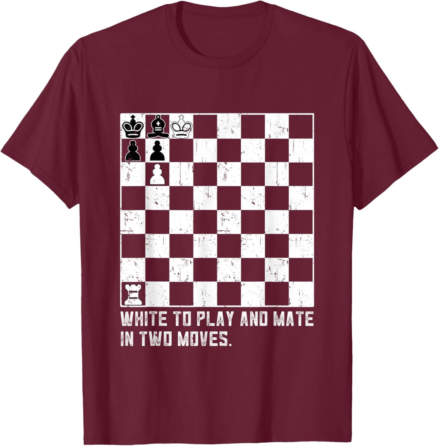White chess puzzle to play and mate in two movements T-Shirt - T-Shirt | Maroon