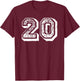Number 20 Sports Jersey Player #20 Fan BACK PRINT Vintage T-Shirt - T-Shirt | Maroon