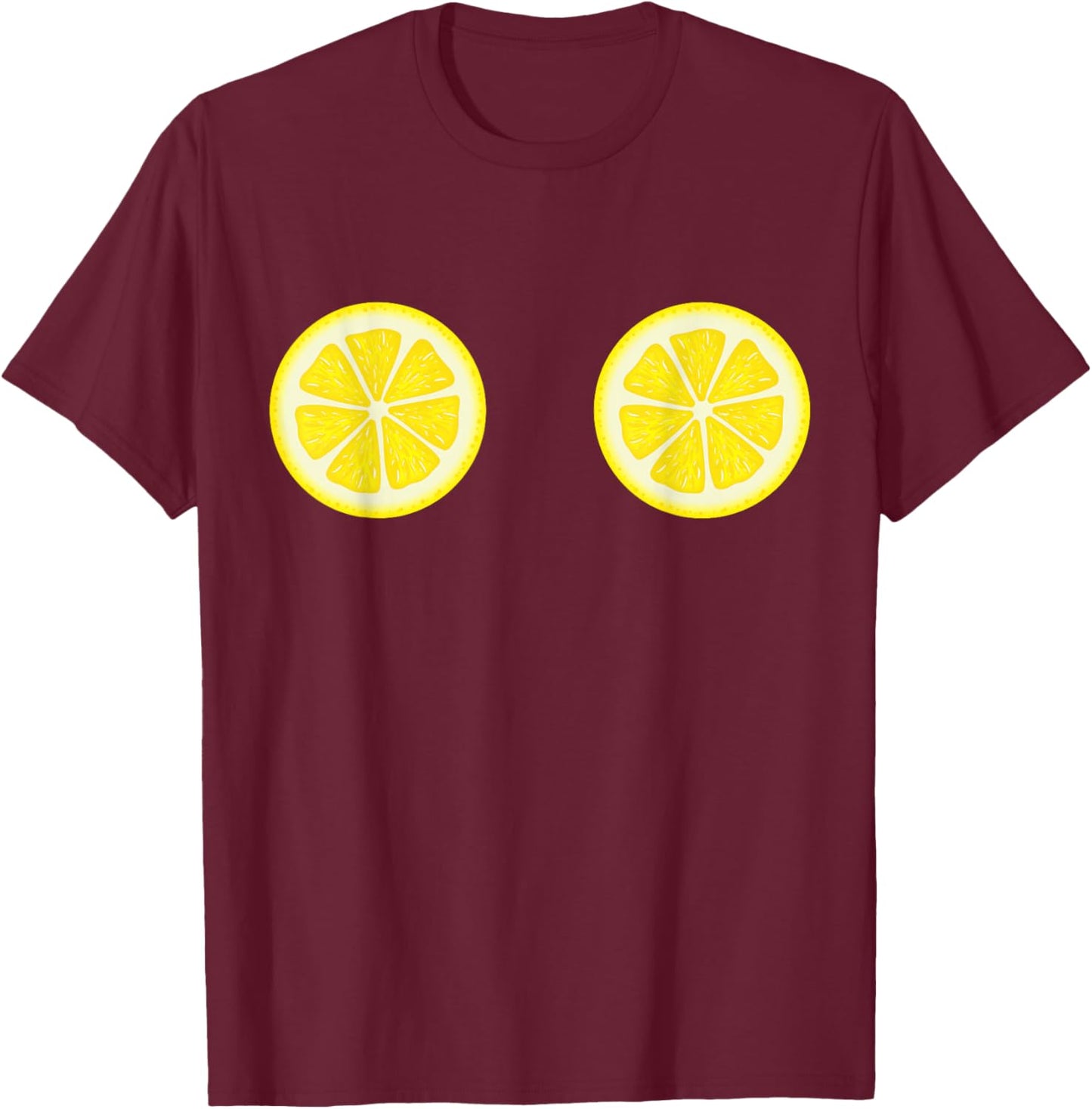 Funny Lemon Boobs - Fruit-Inspired Summer T-Shirt - T-Shirt | Maroon