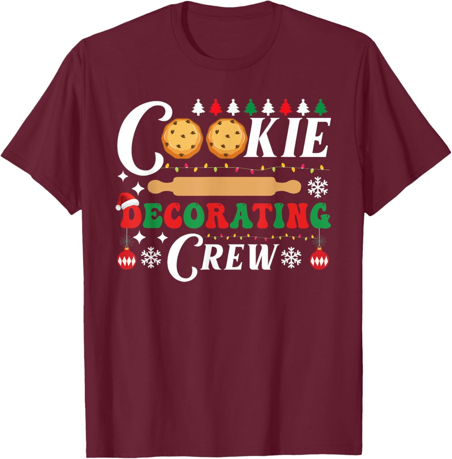 Cookie Decorating Crew Funny Christmas Baking Bakers Pajama T-Shirt - T-Shirt | Maroon