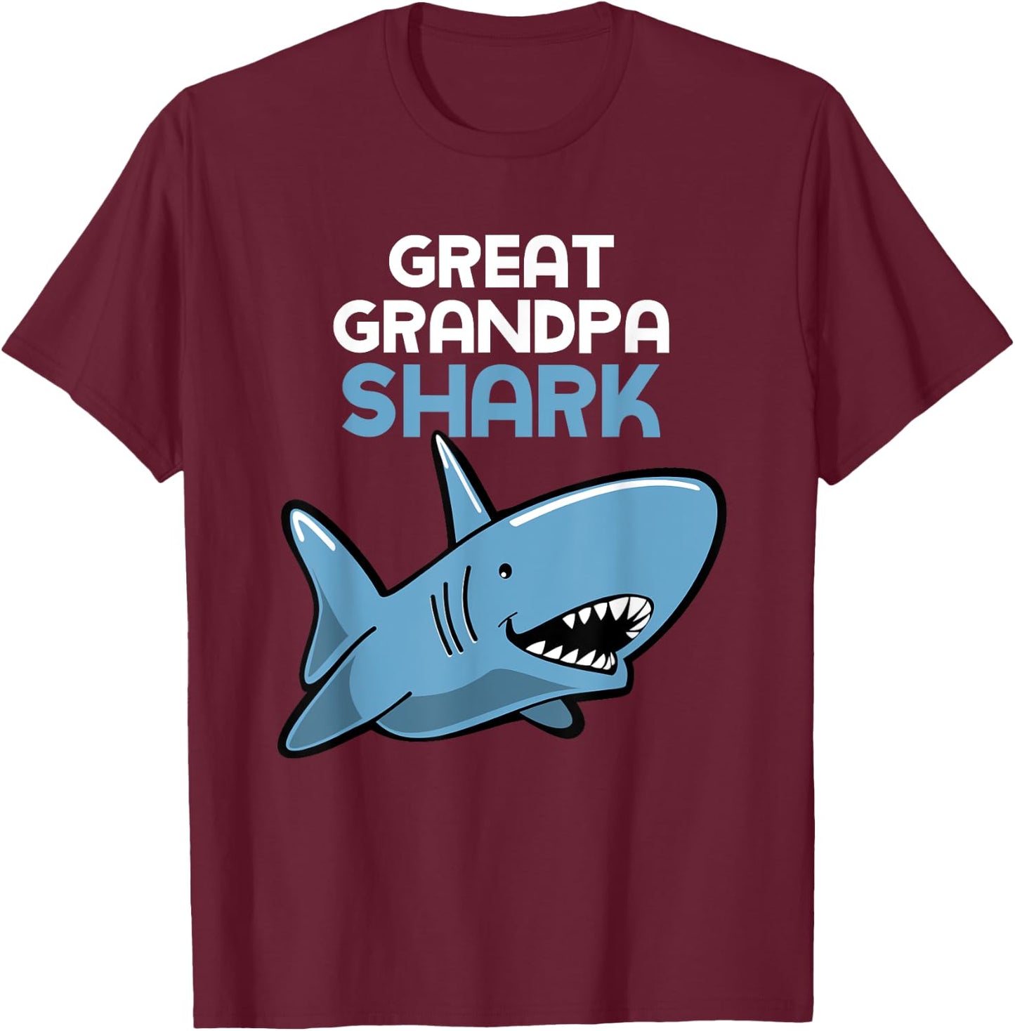 Great Grandpa Shark Funny Family T-Shirt - T-Shirt | Maroon