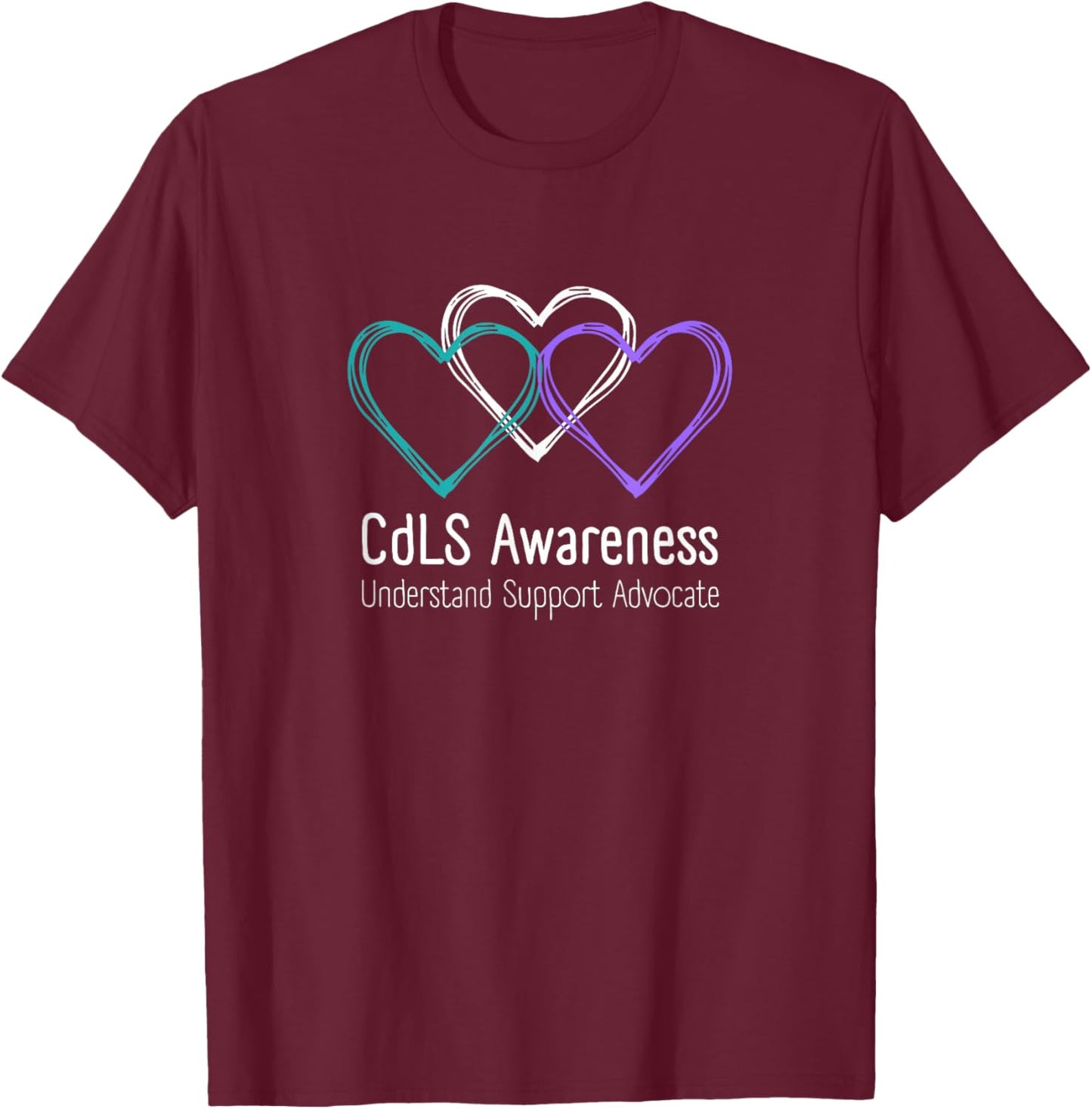 Cornelia De Lange Syndrome CdLS Awareness Purple Ribbon T-Shirt - T-Shirt | Maroon