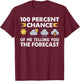 100 Percent Chance Of Me Telling You The Forecast Funny T-Shirt - T-Shirt | Maroon