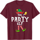 The Party Elf - Funny Matching Family Group Christmas T-Shirt - T-Shirt | Maroon