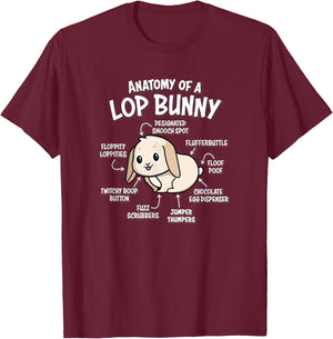 Anatomy of Mini Holland Lop Bunny Rabbit Lover T-Shirt - T-Shirt | Maroon