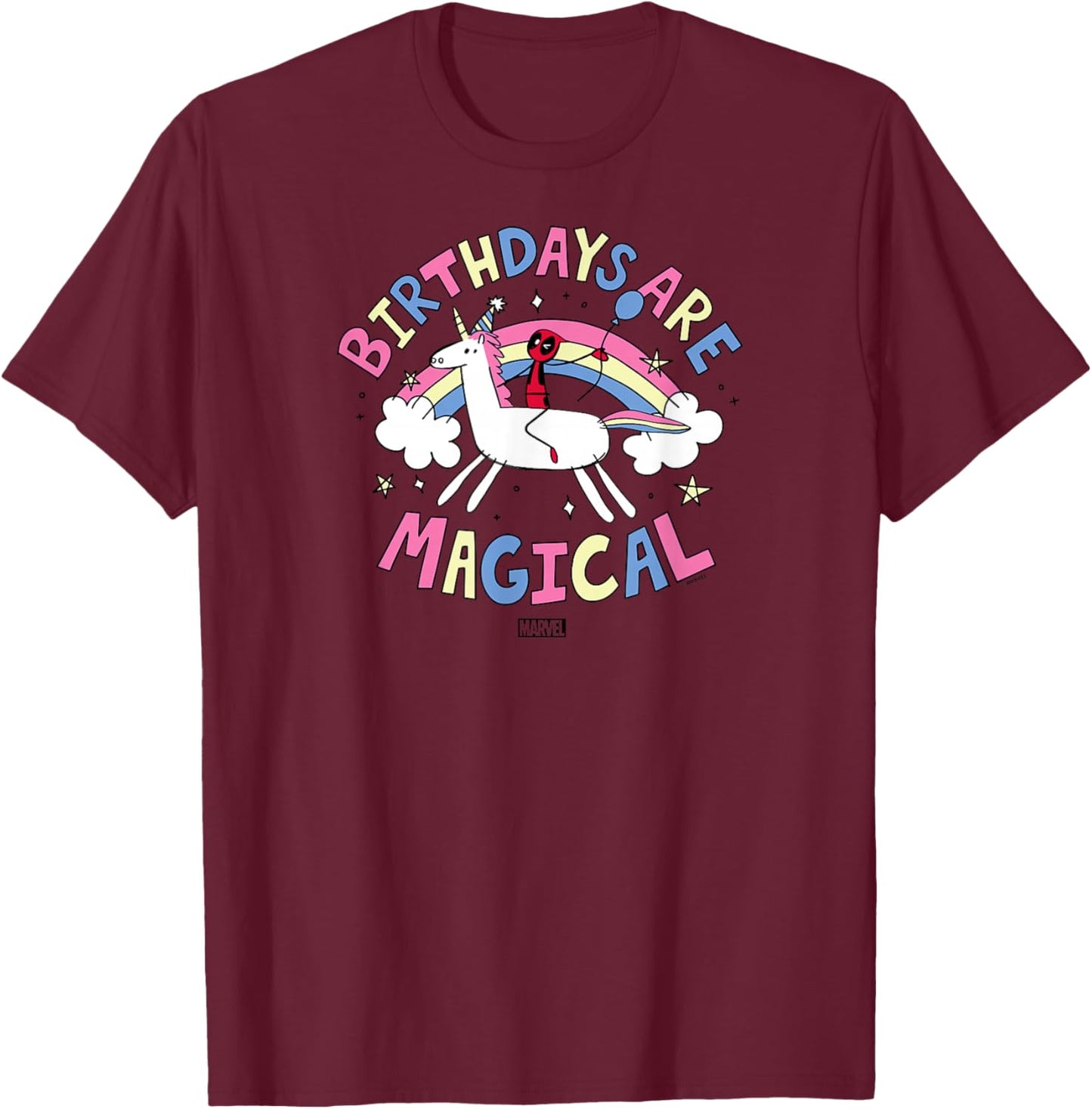Deadpool - Birthdays are Magical T-Shirt - T-Shirt | Maroon