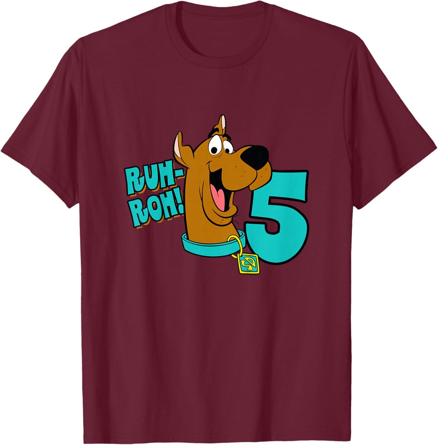 Kids Scooby-Doo 5th Birthday Ruh-Roh! I'm 5! T-Shirt - T-Shirt | Maroon