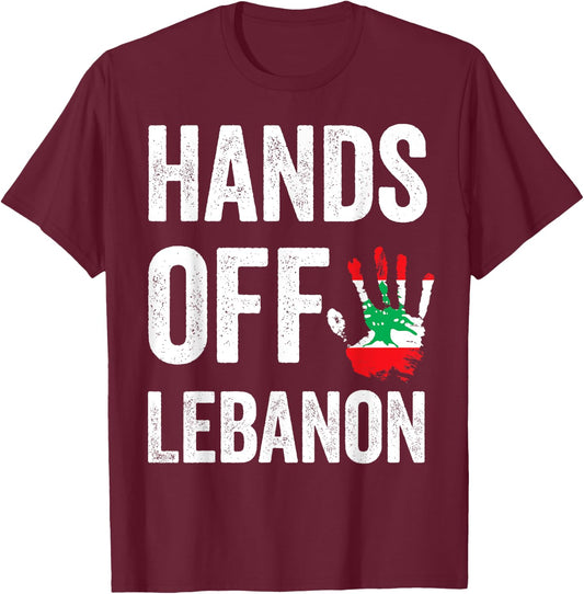 Lebanon flag, Hands Off Lebanon, Lebanese Flag patriotic T-Shirt - T-Shirt | Maroon