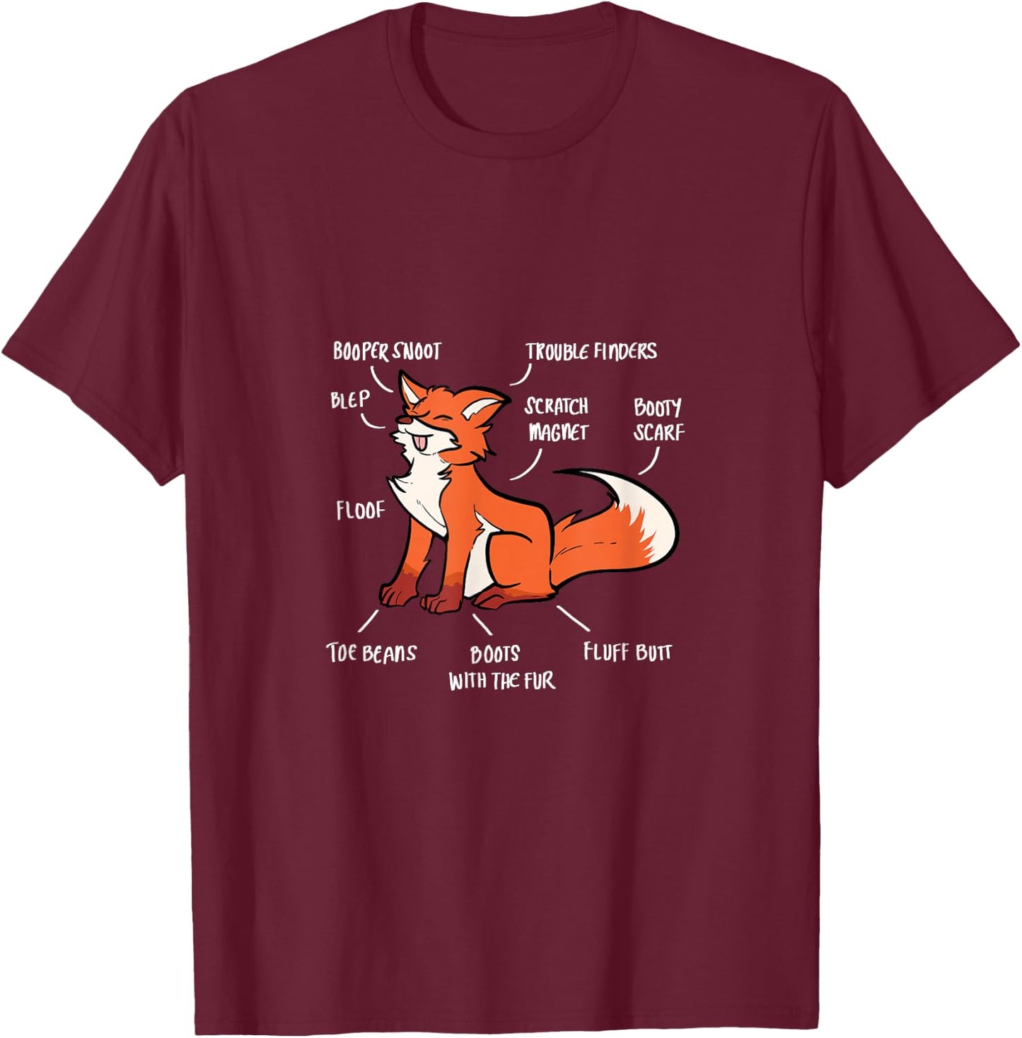 Anatomy Of A Fox Fox Lover T-Shirt - T-Shirt | Maroon