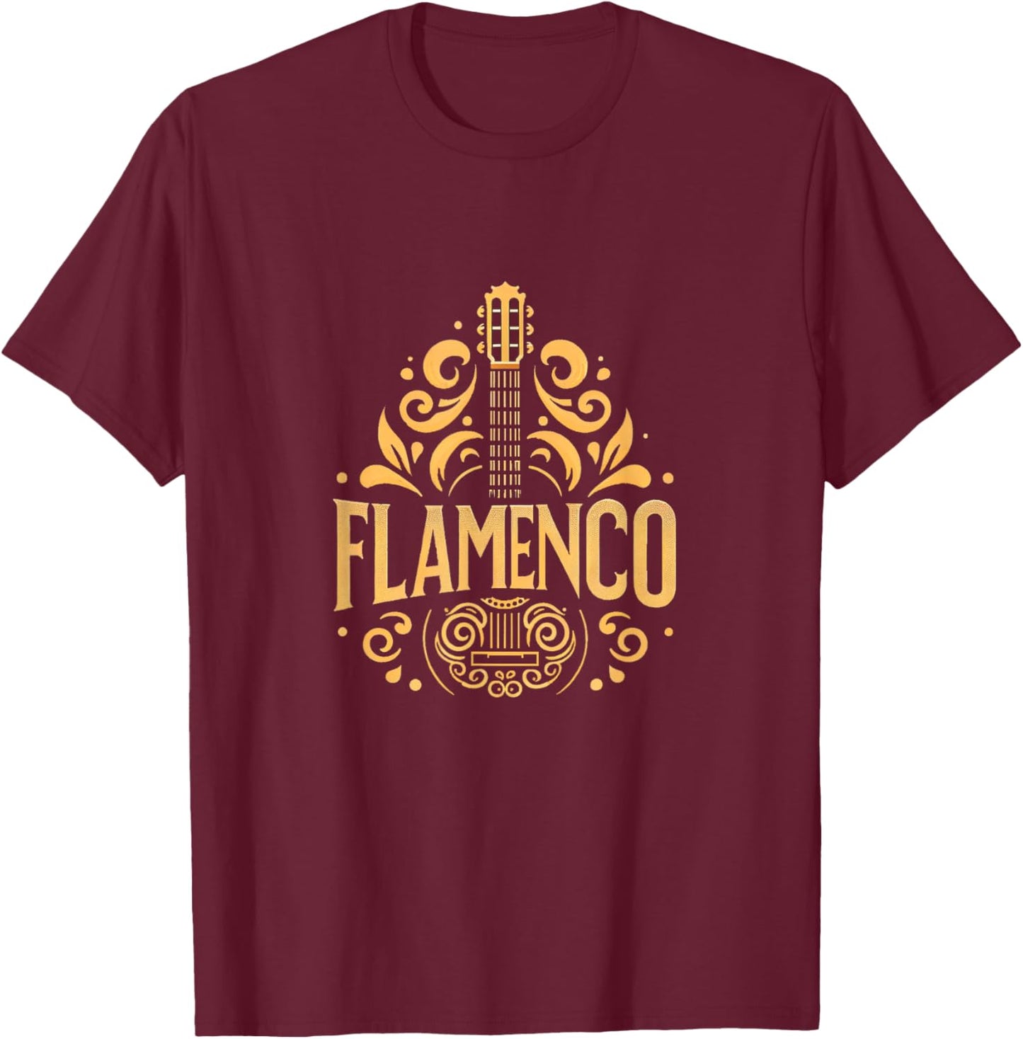 Flamenco Spanish Guitar - Flamenco Guitar Art T-Shirt - T-Shirt | Maroon