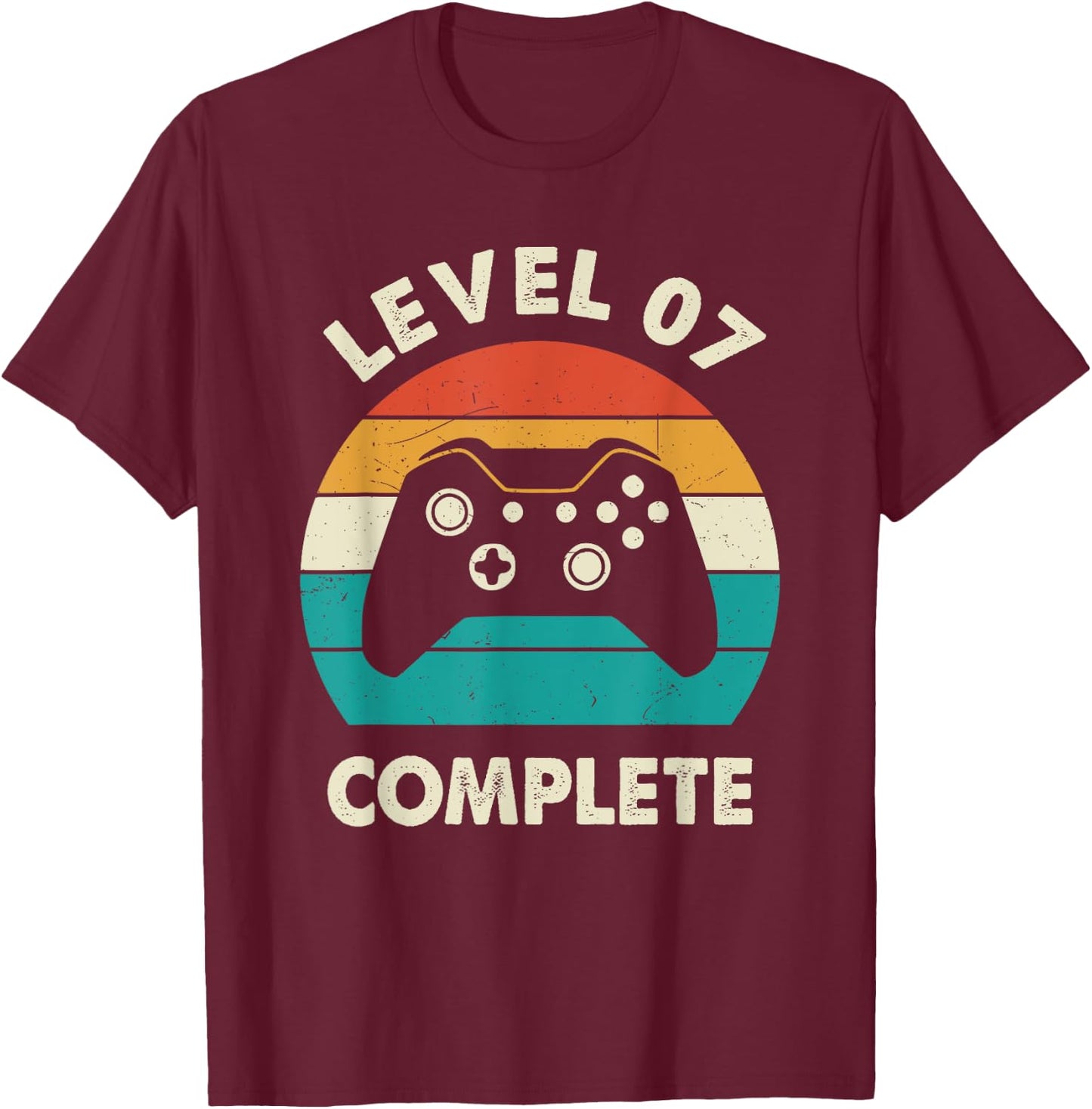 7th Wedding Anniversary For Couples Level 7 Complete T-Shirt - T-Shirt | Maroon