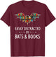 Easily Distracted By Bats & Books Lover Gift Flying animal T-Shirt - T-Shirt | Maroon
