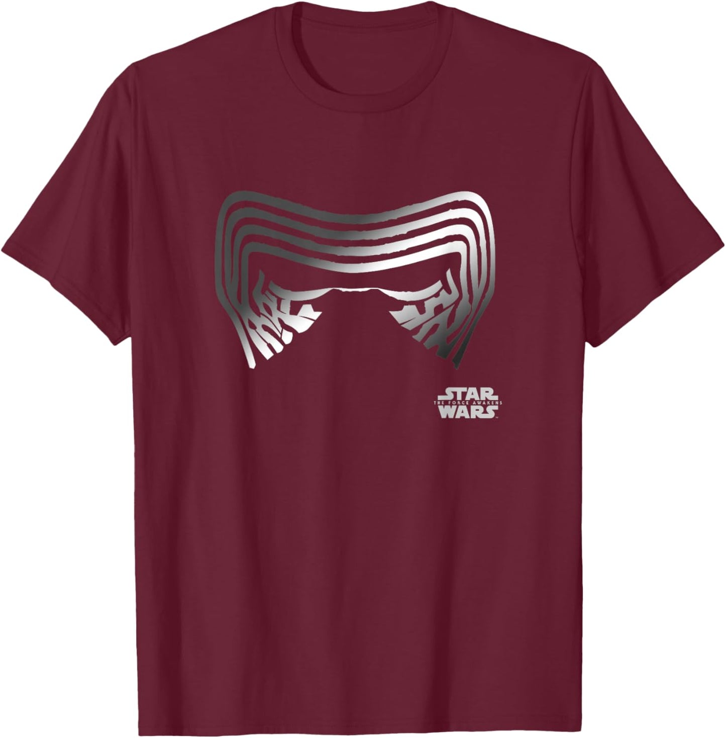 Star Wars The Force Awakens Kylo Ren Shadowed Face Mask Logo T-Shirt - T-Shirt | Maroon