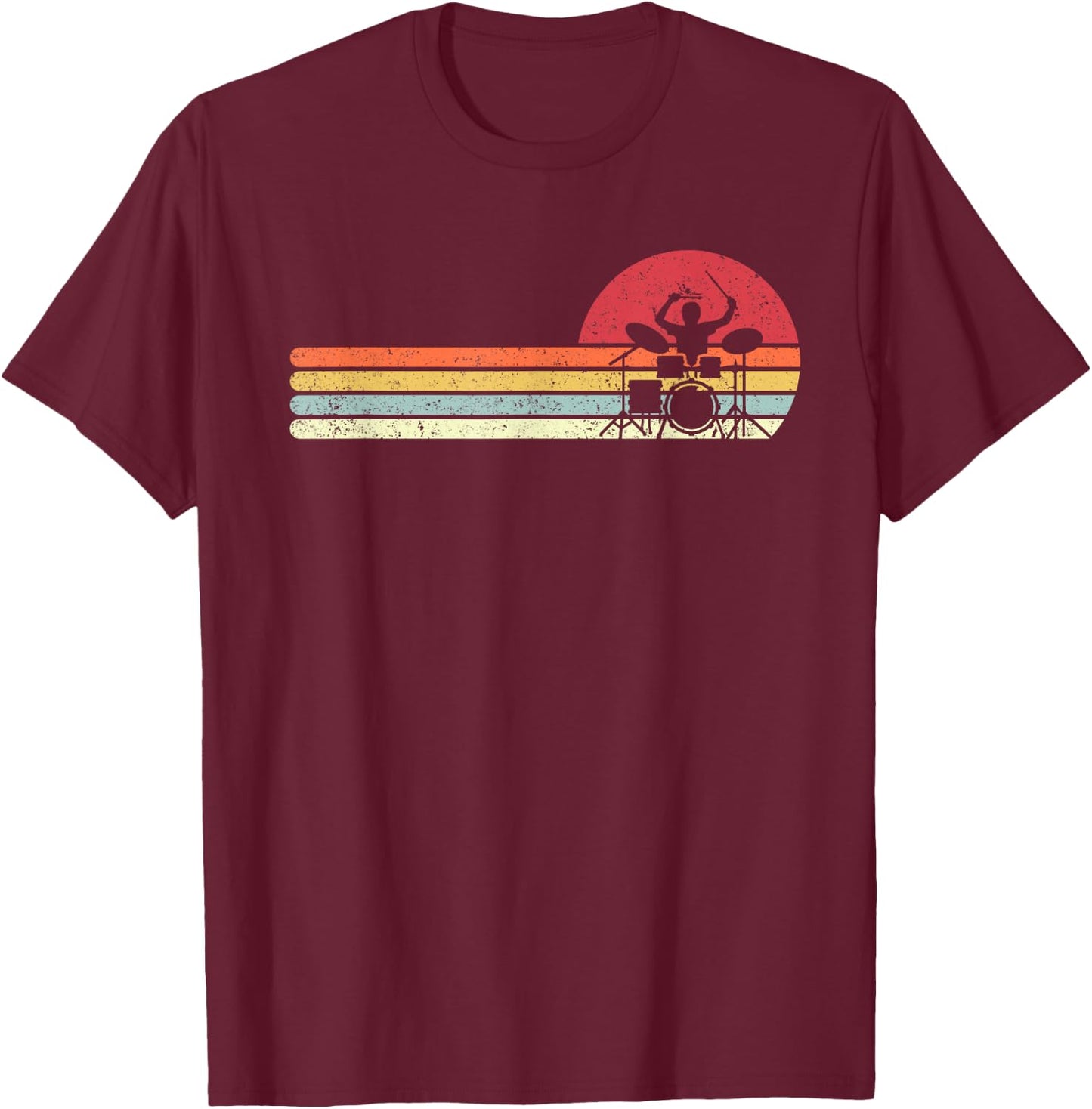 Drummer Shirt. Retro Style Drum Player T-Shirt - T-Shirt | Maroon