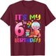 It's My 6th Birthday Girl Candy Candyland 6 Year Old T-Shirt - T-Shirt | Maroon