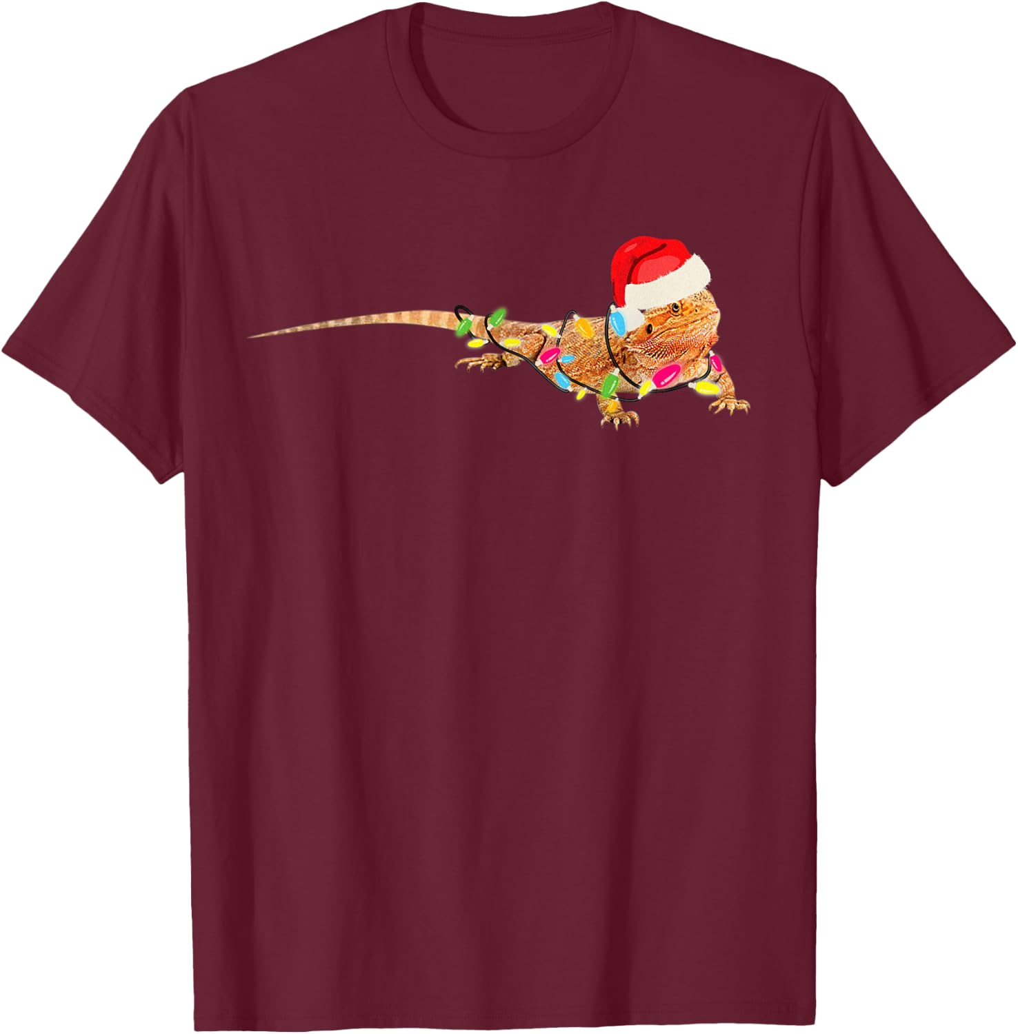 Christmas Funny Bearded Dragon For Mom Dad Kids T-Shirt - T-Shirt | Maroon