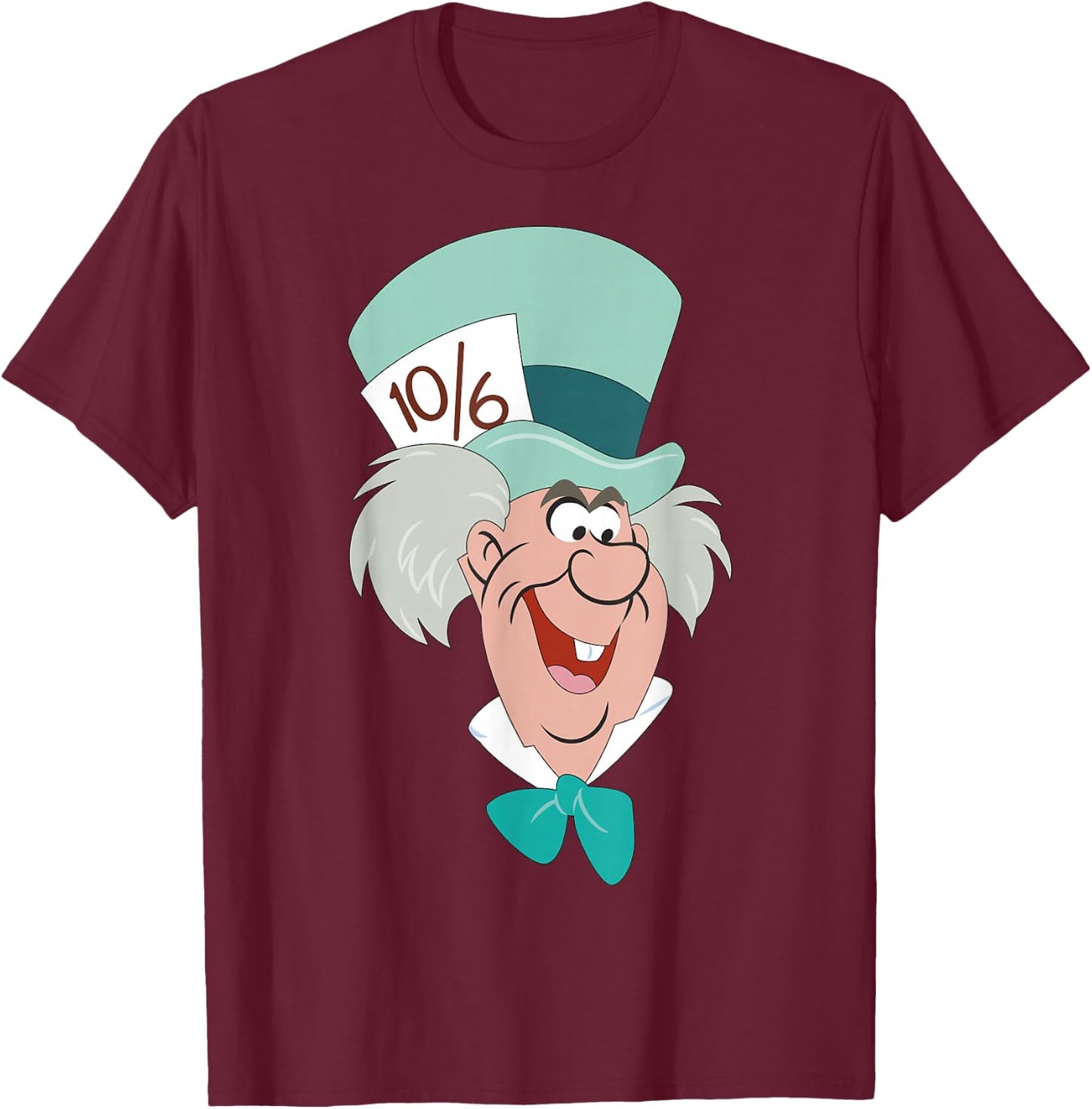 Disney Alice in Wonderland Mad Hatter Big Face T-Shirt - T-Shirt | Maroon