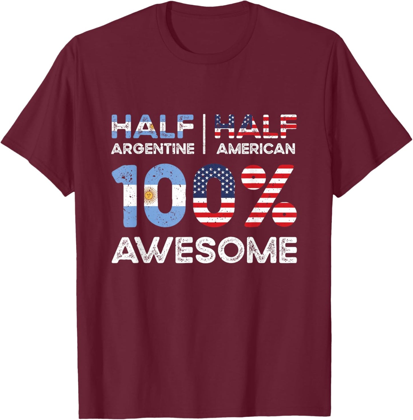 Argentine American Patriot USA Grown Argentina US Flag T-Shirt - T-Shirt | Maroon