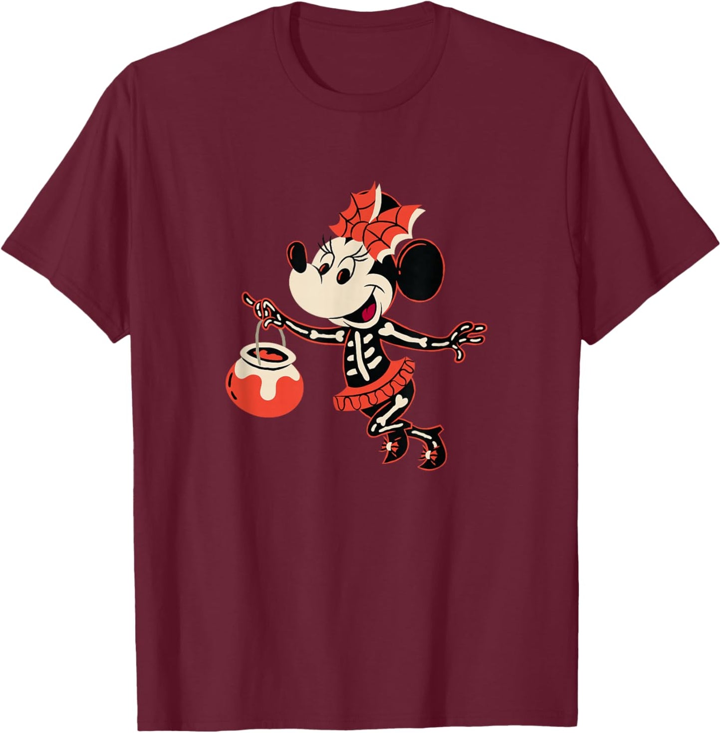 Disney Minnie Mouse Halloween Get Spooky Skeleton Costume T-Shirt - T-Shirt | Maroon