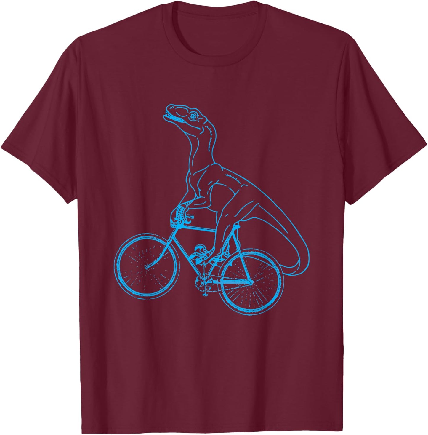 Funny Dinosaur Bicycle Bike Cycling Dino T-Shirt - T-Shirt | Maroon