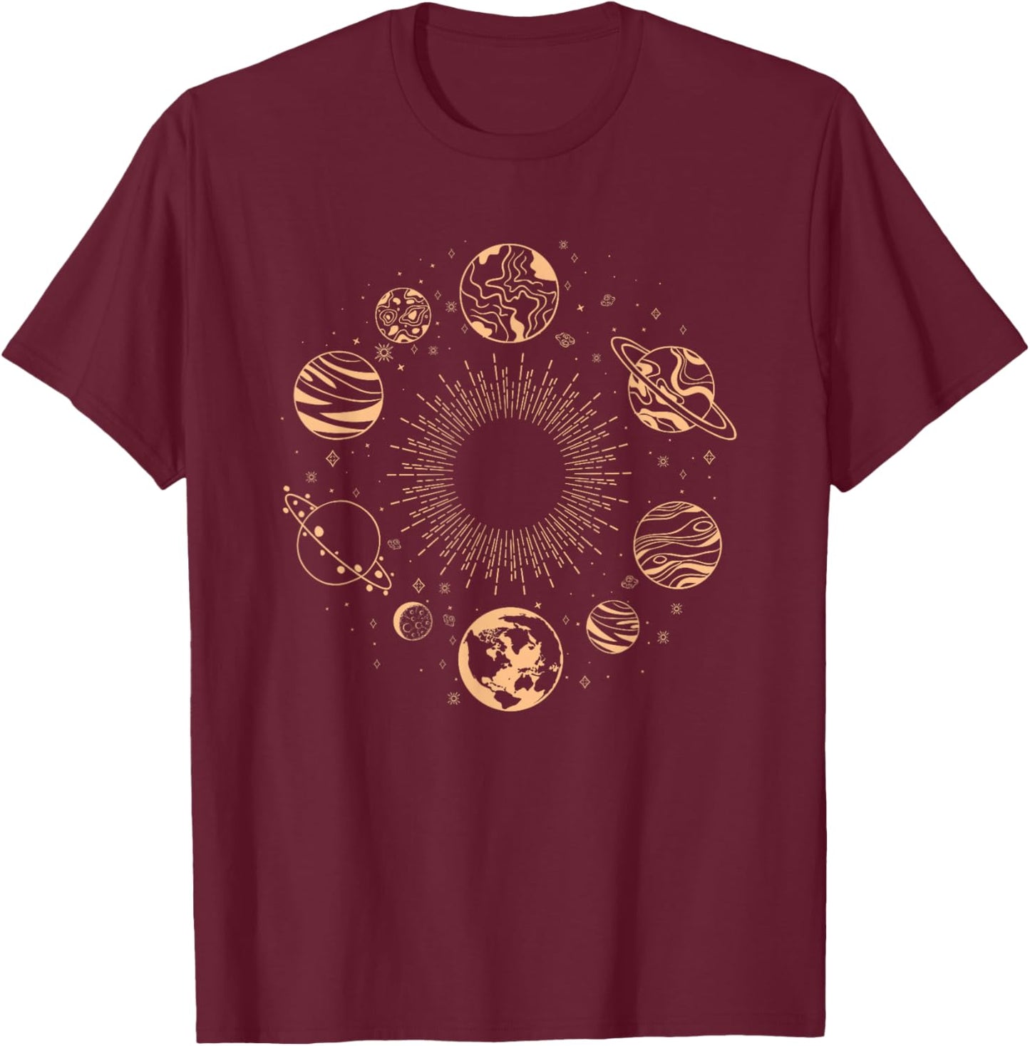 Solar System Planets Space Science Galaxy Astronomy Universe T-Shirt - T-Shirt | Maroon