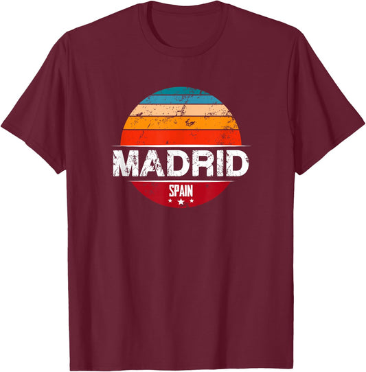 Vintage Madrid - Spain Souvenir T-Shirt - T-Shirt | Maroon