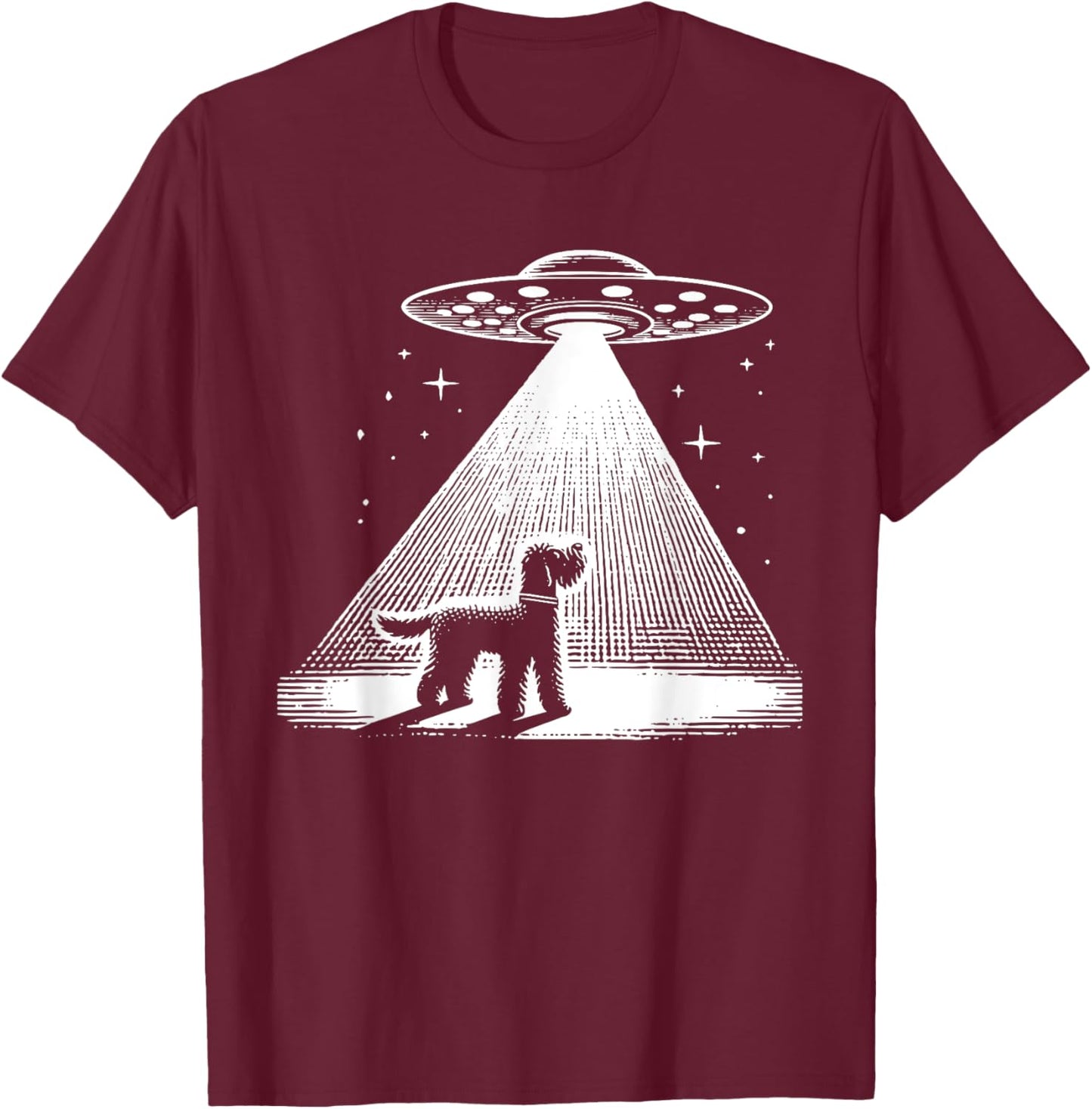 Whoodle Mom Dad Dog - Funny Alien UFO T-Shirt - T-Shirt | Maroon